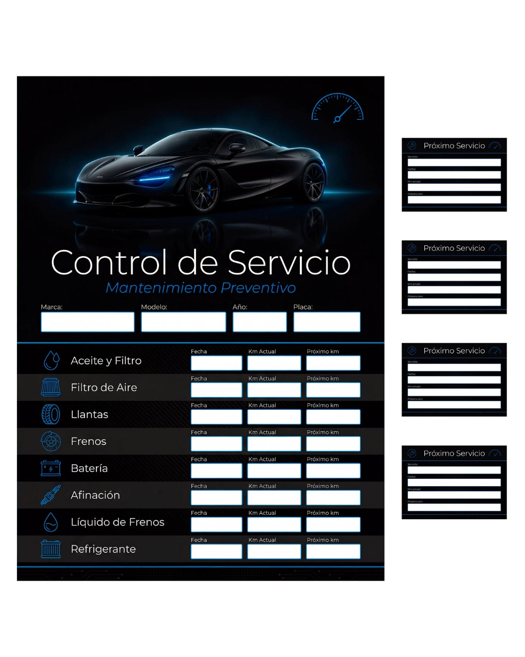 Kit de Control de Mantenimiento Automotriz – Garage & Parabrisas