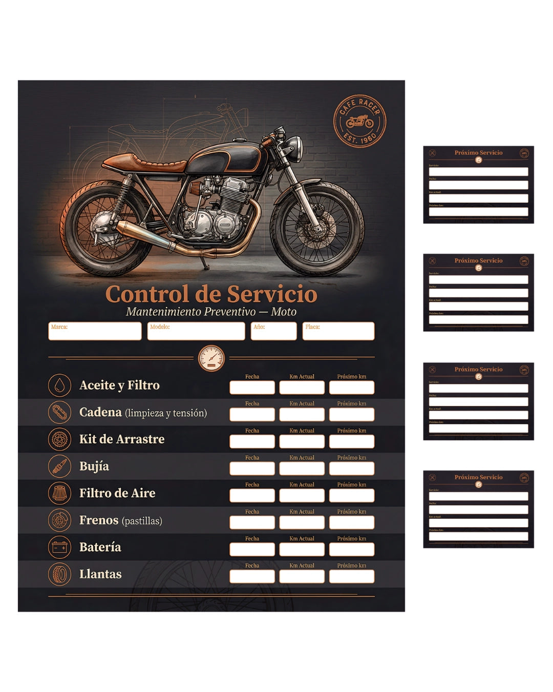 Kit Adhesivo Control de Servicio – Moto