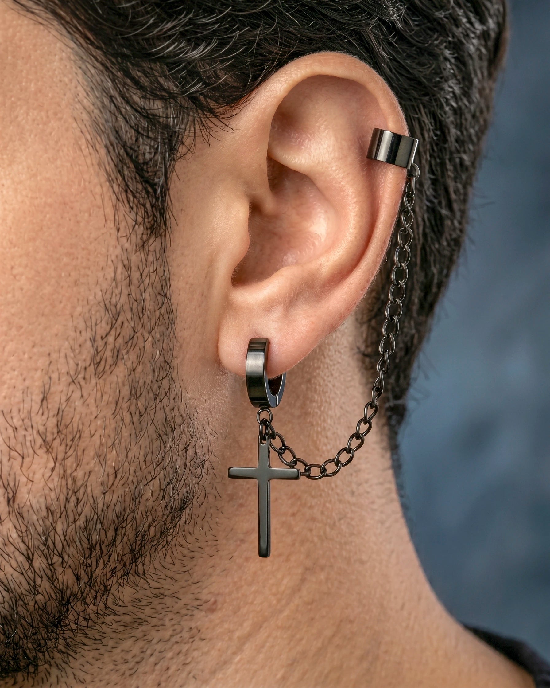 Arete Doble Cruz con Cadena
