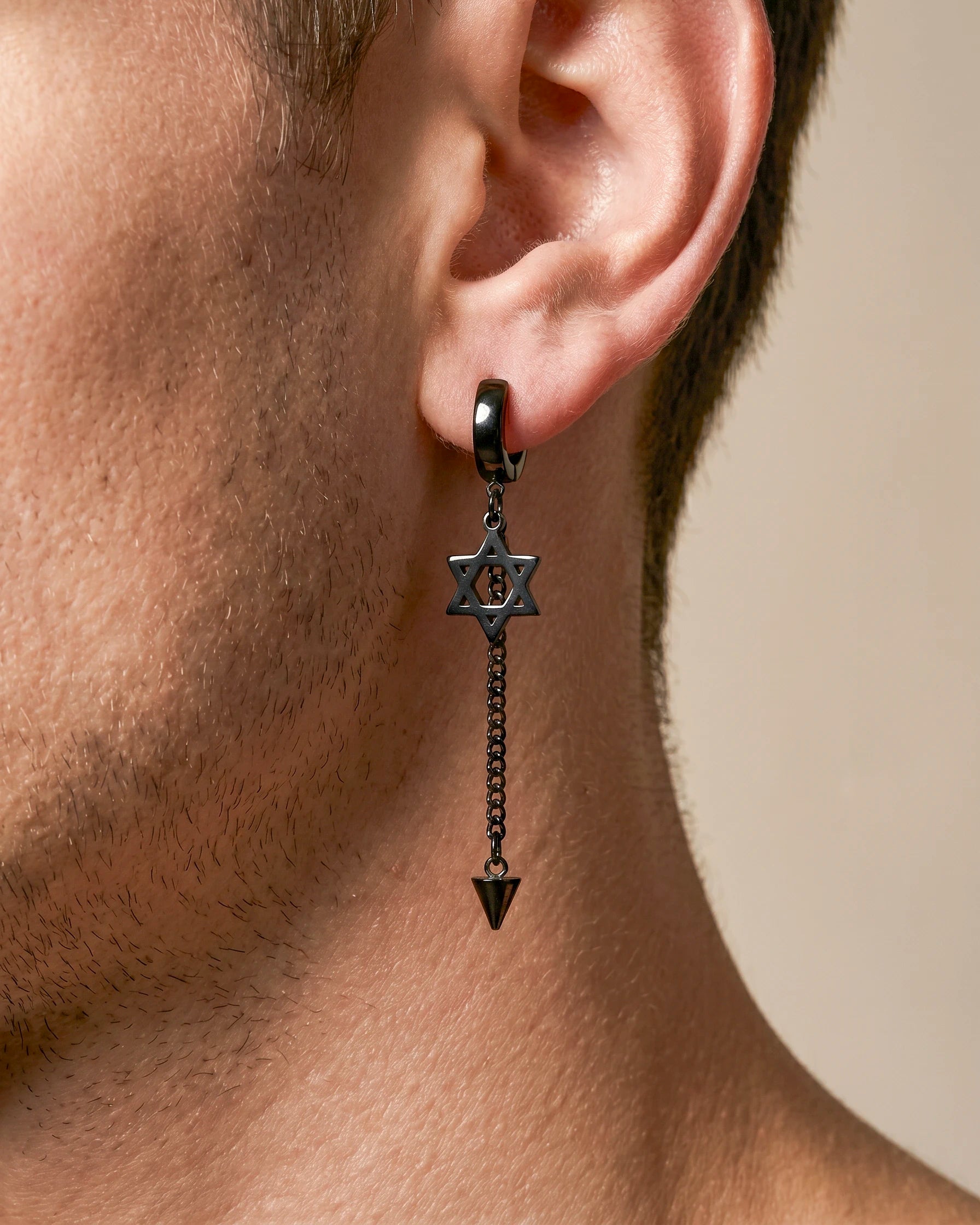 Arete Estrella de David con Cadena