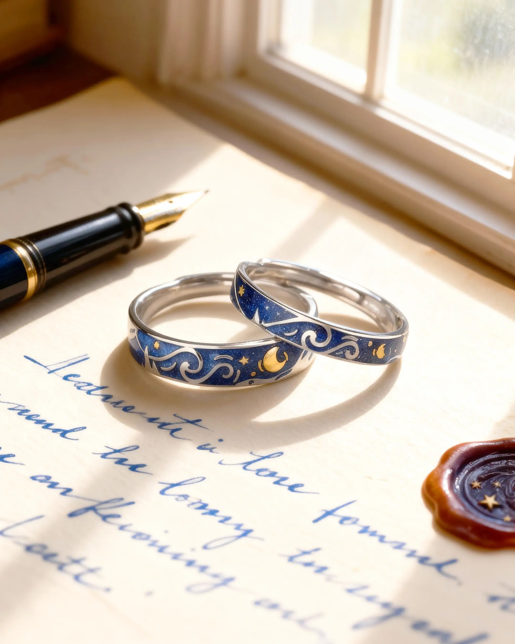 Dúo Estrellado – Anillos Van Gogh