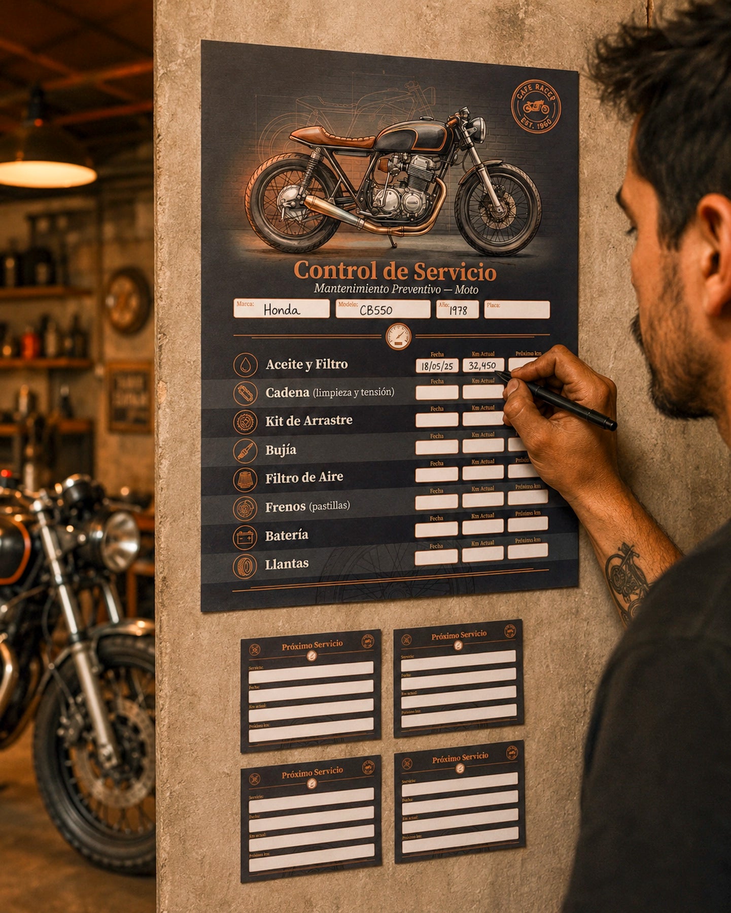 Kit Adhesivo Control de Servicio – Moto