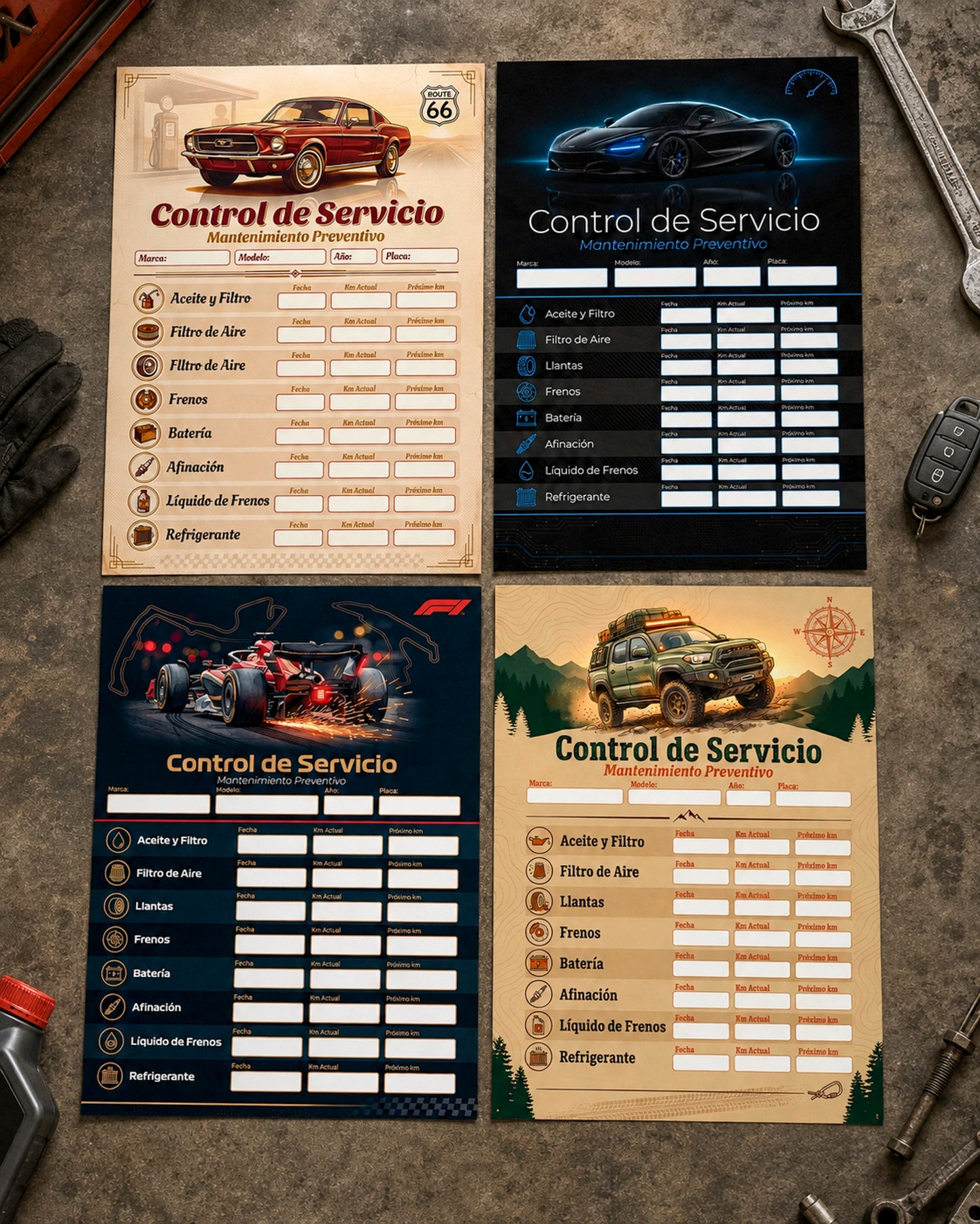 Kit de Control de Mantenimiento Automotriz – Garage & Parabrisas
