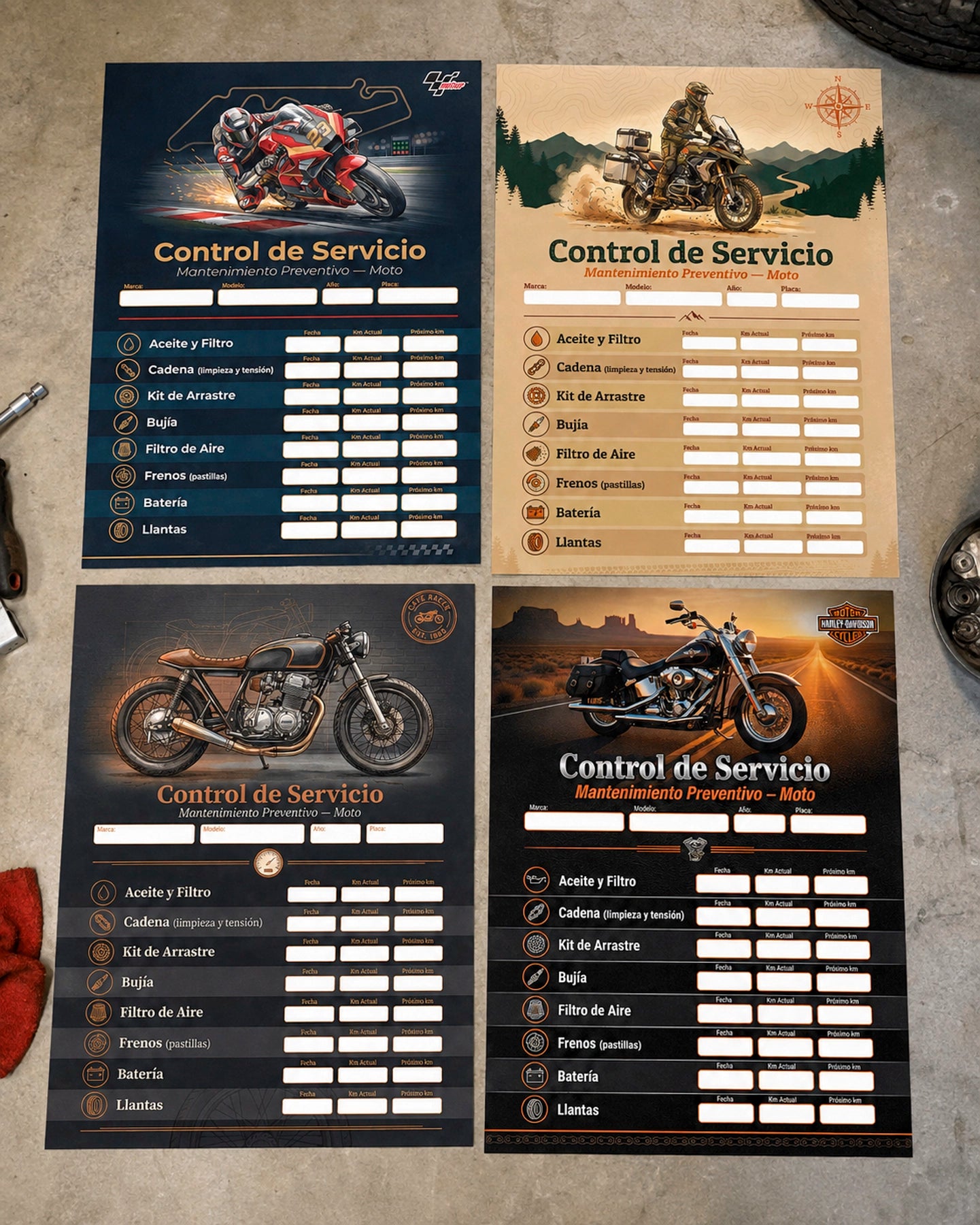 Kit Adhesivo Control de Servicio – Moto
