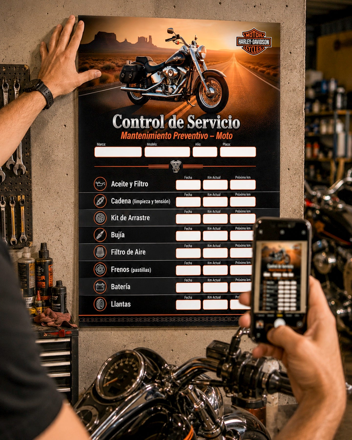 Kit Adhesivo Control de Servicio – Moto