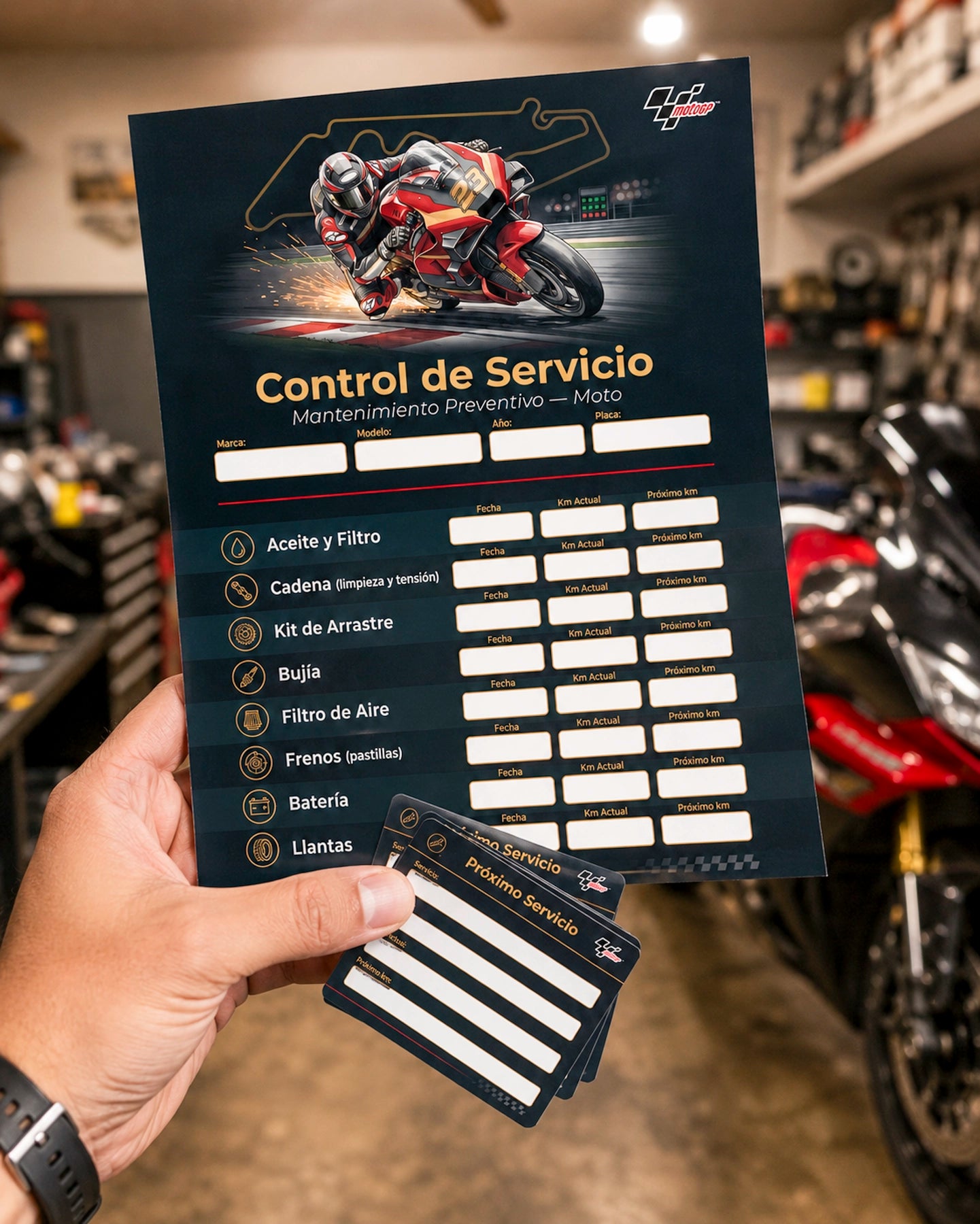 Kit Adhesivo Control de Servicio – Moto