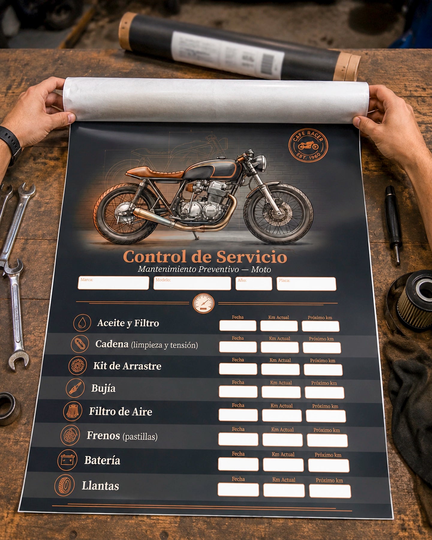 Kit Adhesivo Control de Servicio – Moto