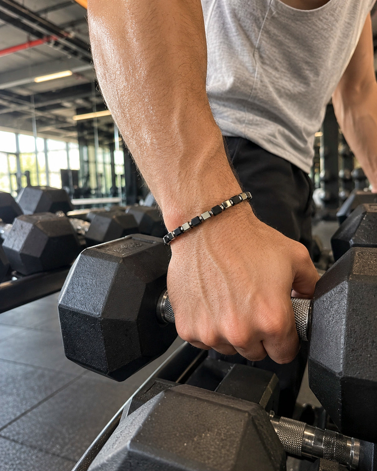 Pulsera Cubos – Negro y Plateado