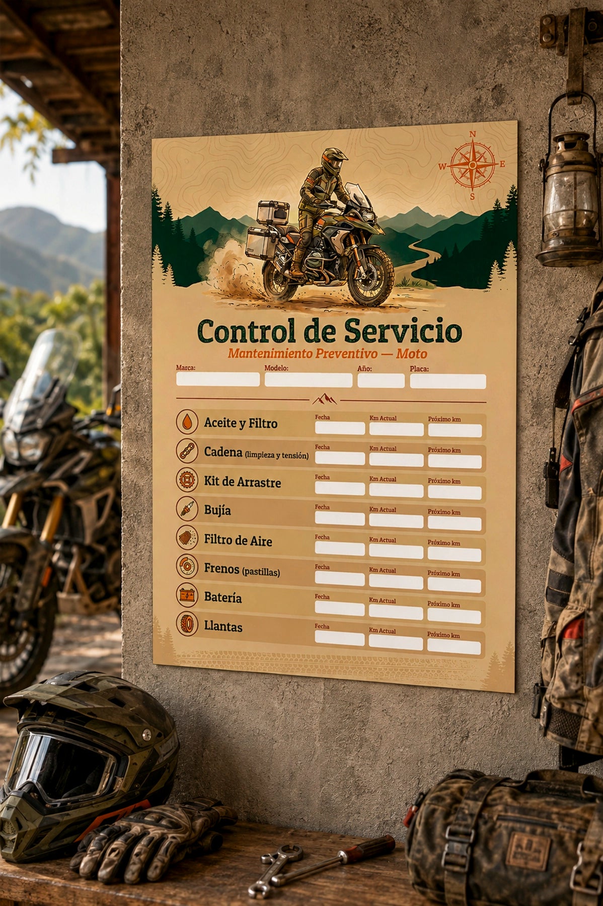 Kit Adhesivo Control de Servicio – Moto