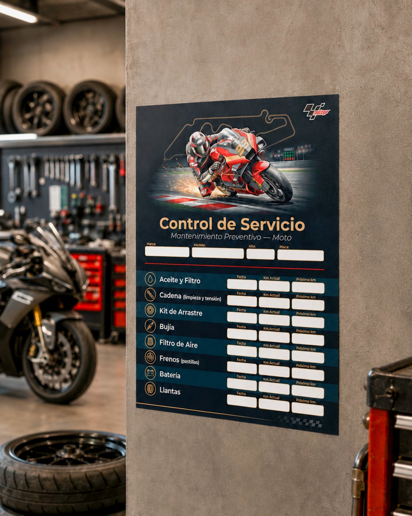 Kit Adhesivo Control de Servicio – Moto