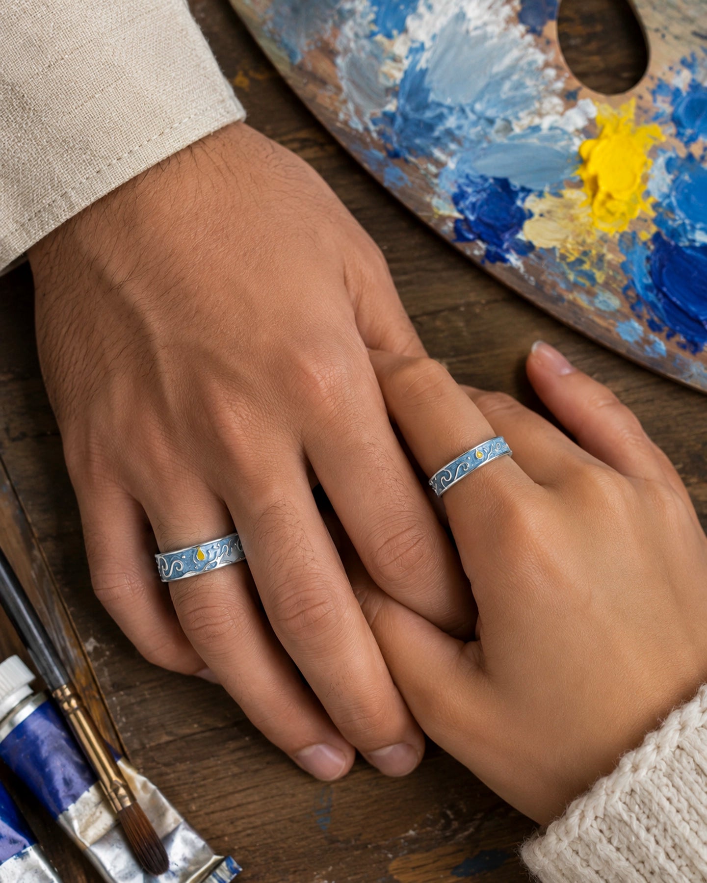 Dúo Estrellado – Anillos Van Gogh